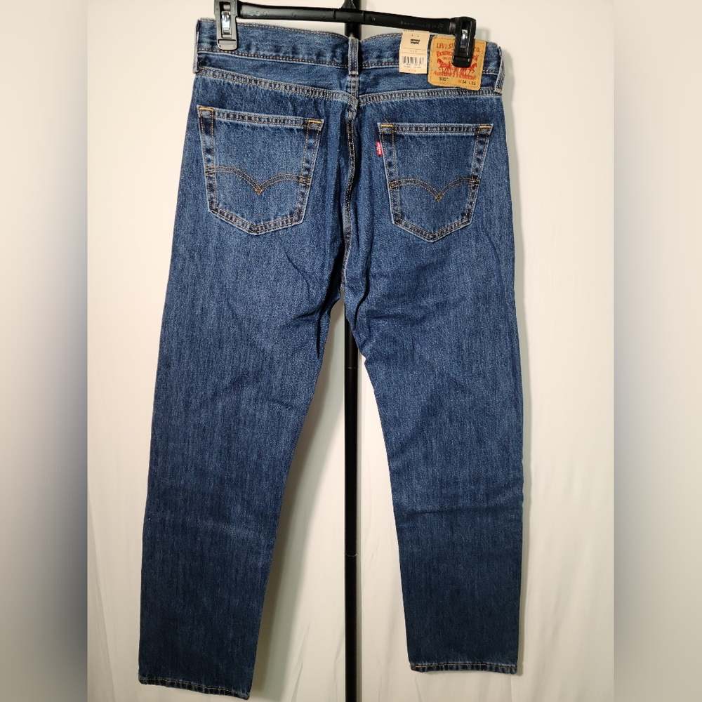 Levi's 505 Regular Fit Blue Jeans Men 34x32 NWT - Picture 2 of 3